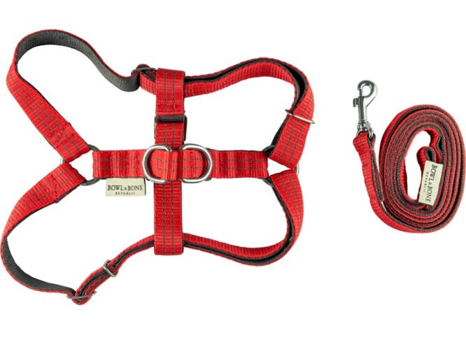 Dog harness & lead set (Red)