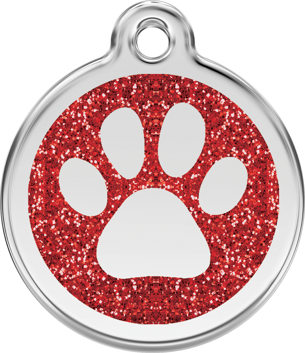 Médaille pour chien avec empreintes de pattes scintillantes