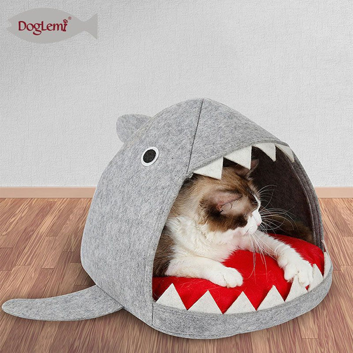 Shark Cave Bed for Cats and Small Dogs