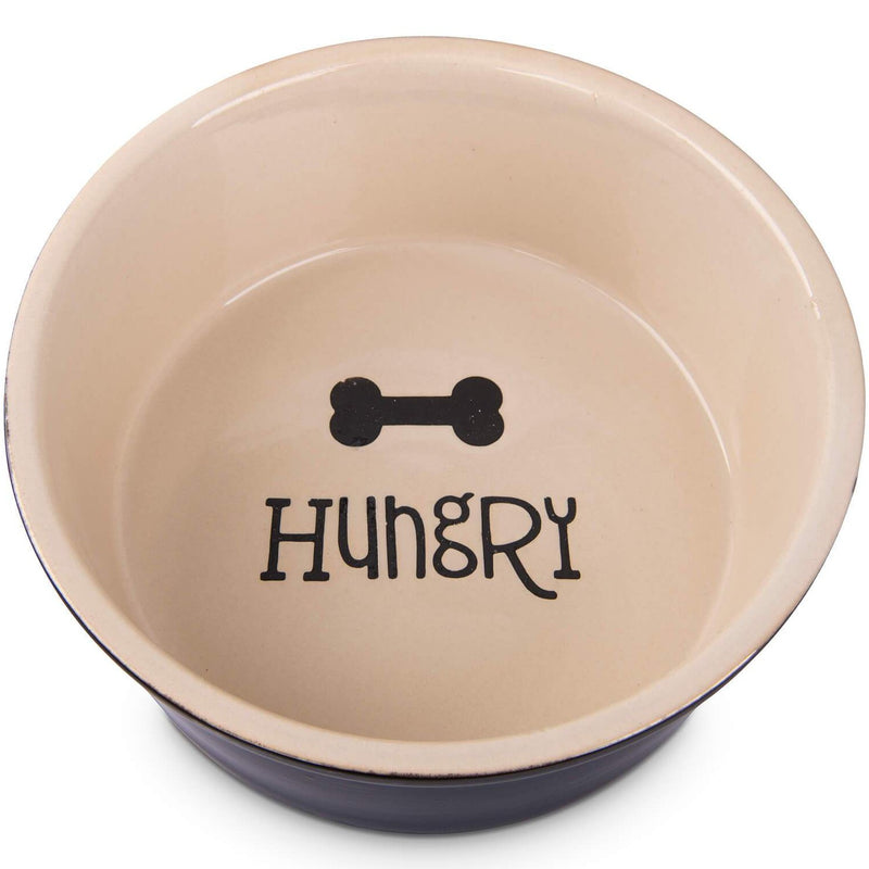 Classy Ceramic Dog Bowl 'Hungry' (1.25L)