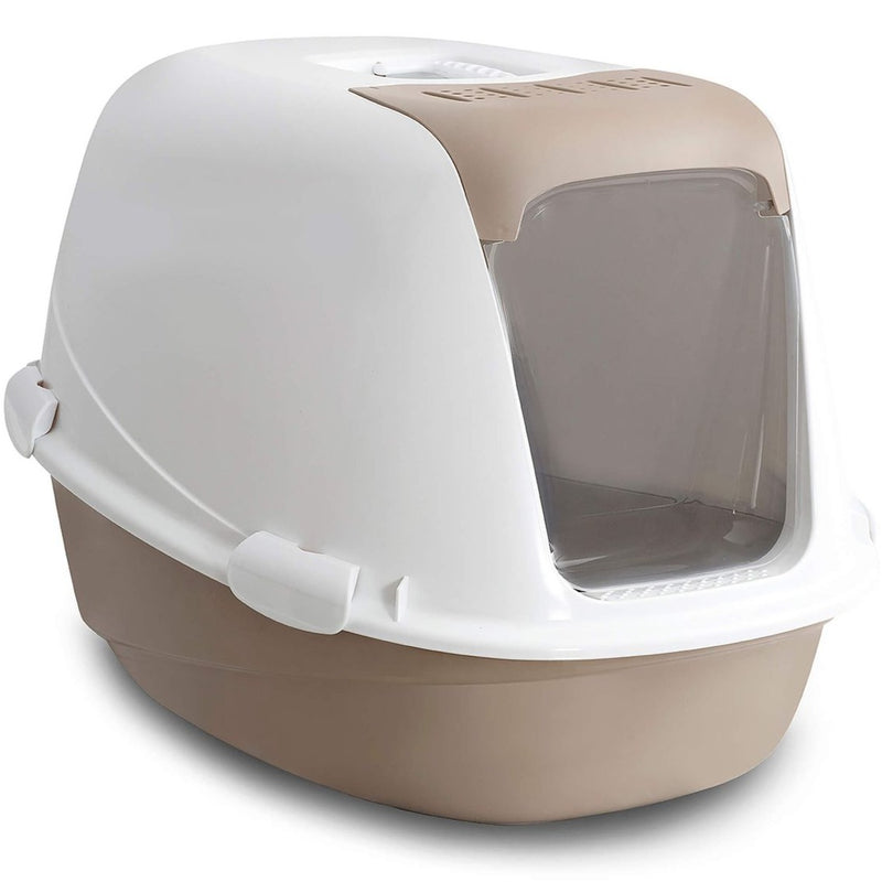 Curvy Cat Litter Box with Beige Cover