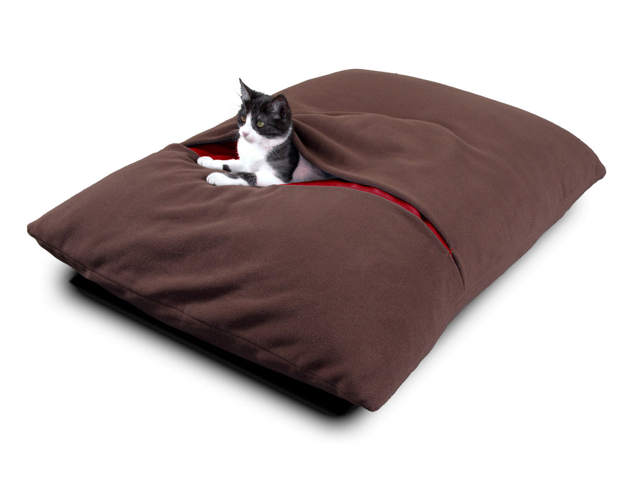 Divan Due Pet Bed with Blanket (Brown/Red)