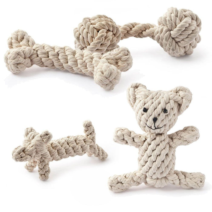 Natural Knotted Rope Dog Toy (Dumbbell)