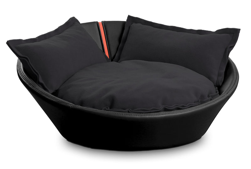 Mila Faux Leather Pet Bed (Black)