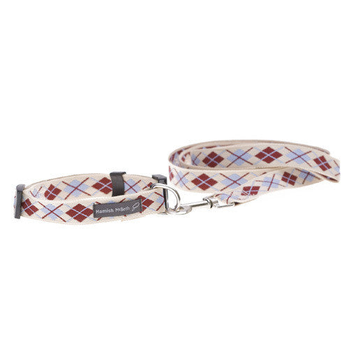 Argyle Cream Dog Collar & Lead Set
