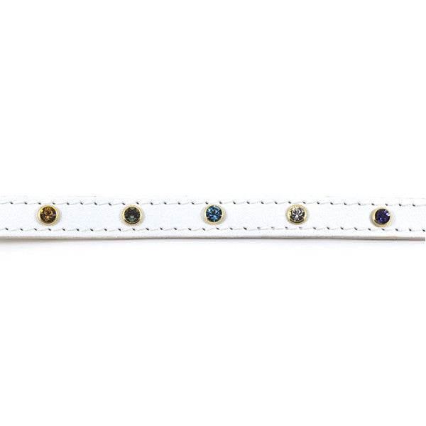 Leather with Crystals Cat Collar (White)