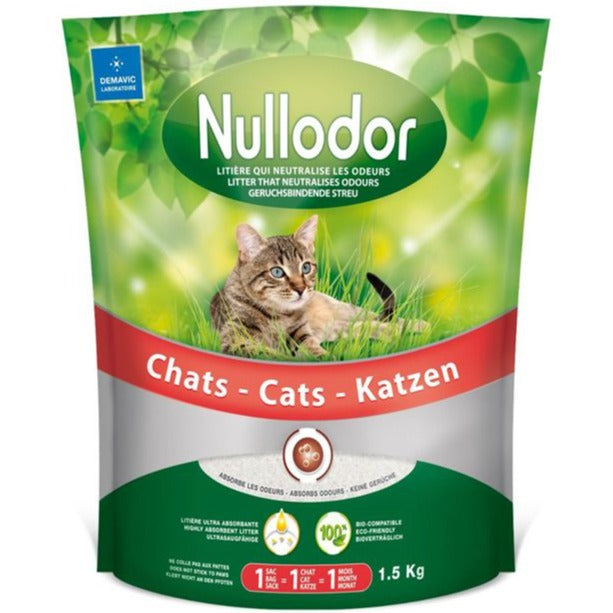 Litière pour chat en silice Nullodor (1,5 kg)